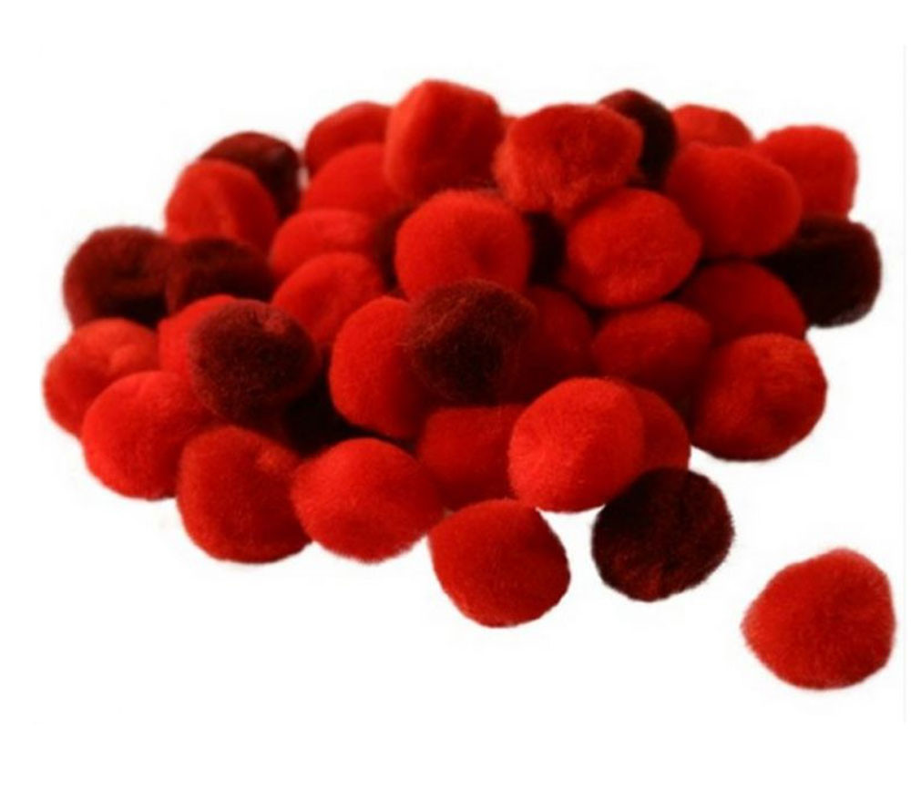 Lot 45 pompons rouges 15 mm