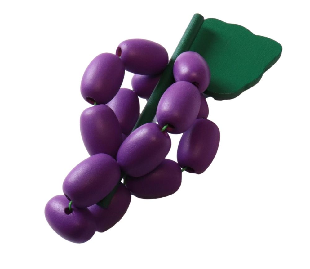 Raisin violet en bois 4 x 9.5 cm fruit jouet