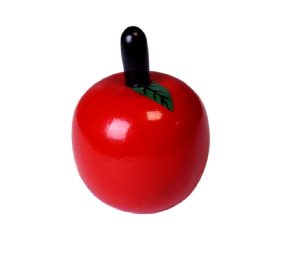 Pomme en bois rouge jouet à l'unité