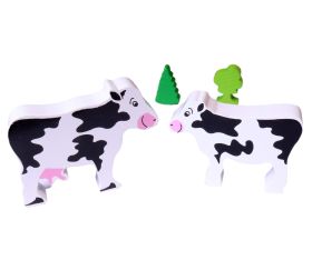 Vache en bois noire et blanche 90 x 70 x 15 mm