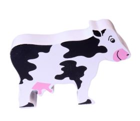Vache en bois noire et blanche 90 x 70 x 15 mm