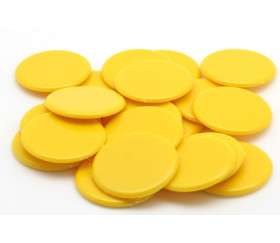 Jetons ronds jaunes 30 mm de diamètre en plastique plat
