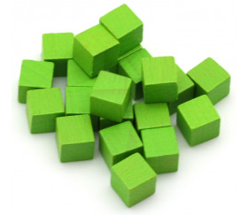 Cubes en bois 1 cm. 10 x 10 x 10 mm vert clair