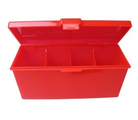 Deck box +320 cartes Boite 4 compartiments rouge plastique 21.7 x 8.2 x 10 cm vide