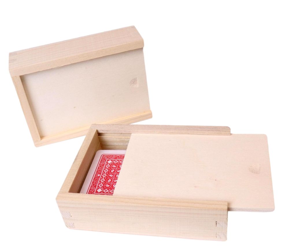 Coffret bois à glissière 11 x 8 x 3.2 cm pour rangement 54 cartes ou accessoires