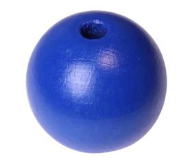 Boule percée 5 cm bois bleue - grosse perle trou 8 mm