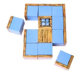 12 Cubes en bois 2.5 cm imprimés blocs de construction
