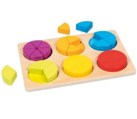 Puzzle fractions et portions en bois 21 pièces