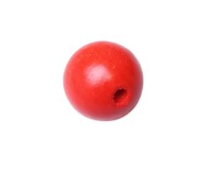 Boule rouge 2 cm percée en bois - perle hêtre trou 4 mm