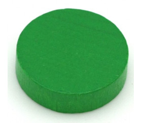 Jeton vert 25x7 mm en bois rond pour jeux