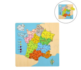 Puzzle en bois Carte de France  29.5 x 30 cm