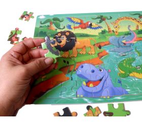 Puzzle en bois 60 pièces - thème savane