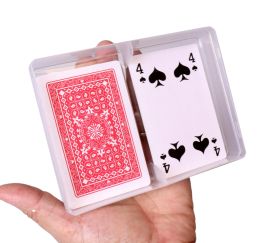 Boite plastique double pour 2 jeux 54 cartes à jouer transparentes vide