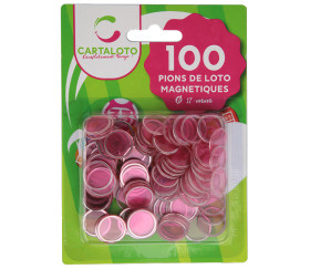 Pions roses magnétiques ronds loto super qualité - 100 jetons