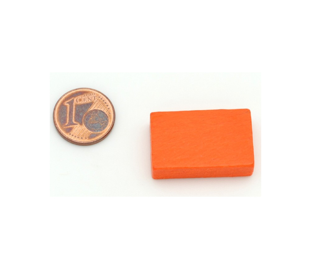 Jeton en bois petit rectangle orange pour jeux 26 x 16 x 7 mm