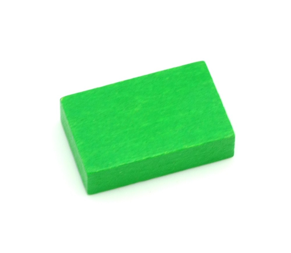Jeton en bois petit rectangle vert pour jeux 26 x 16 x 7 mm