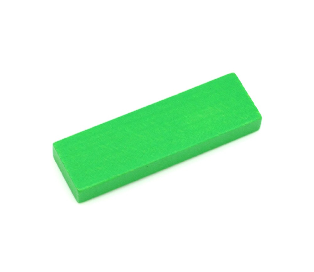 Jeton bois grand rectangle vert pour jeux 54 x 16 x 7 mm