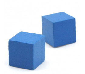 12 Cubes bleus en bois 2.5 cm. 25 x 25 x 25 mm