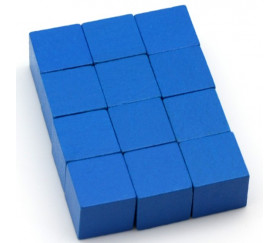12 Cubes bleu en bois 2.5 cm. 25 x 25 x 25 mm