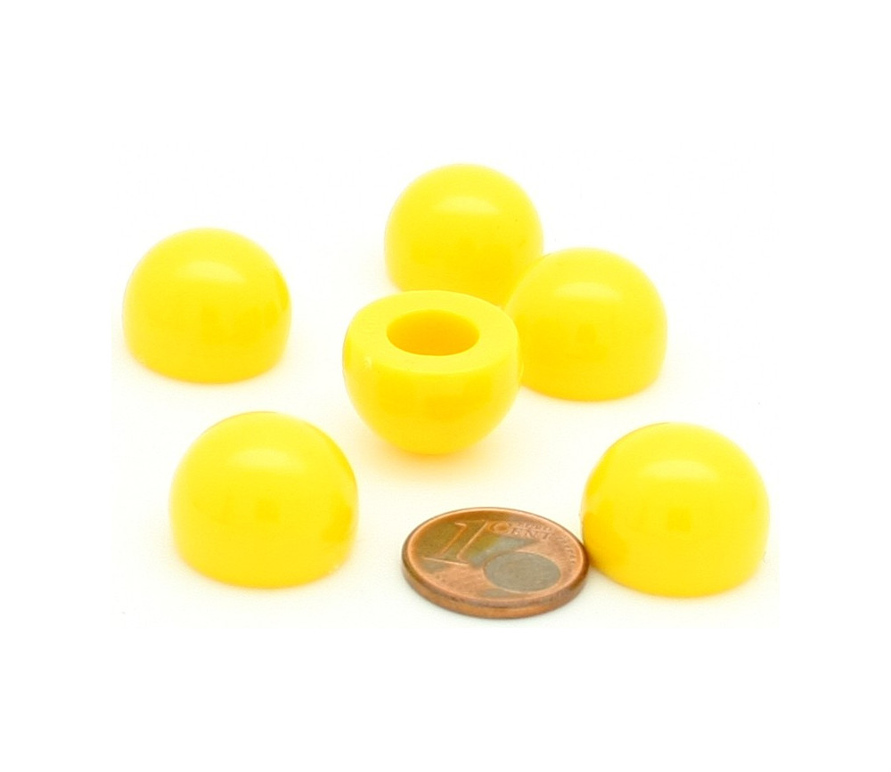 pion dome de jeu 12x15 mm demi boule plastique jaune