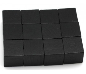 12 Cubes en bois 2 cm. 20 x 20 x 20 mm noir