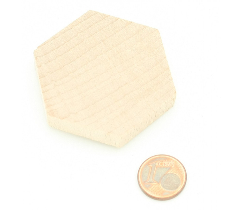 Hexagonal plat en bois de 4.5 cm de côté - 45 x 45 x 8 mm