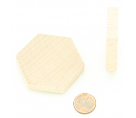 Hexagonal plat en bois de 4.5 cm de côté - 45 x 45 x 8 mm