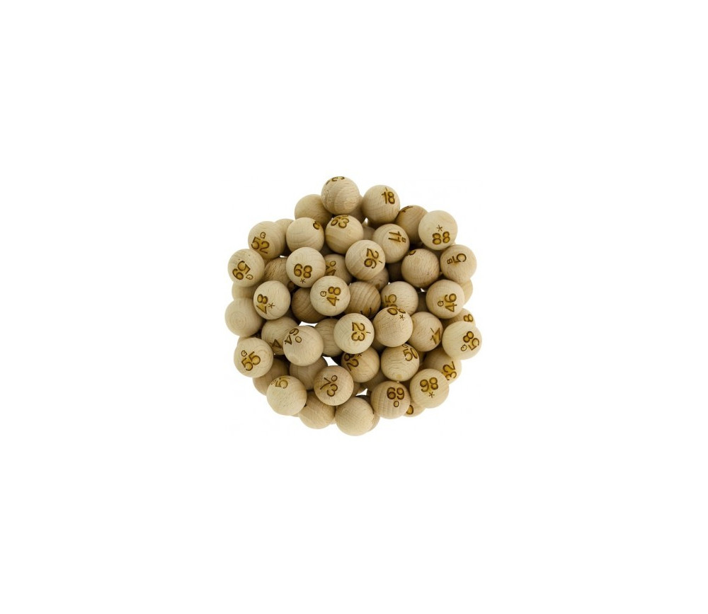 90 boules de Loto numérotées en Bois diamètre 22 mm utilisable Bingo balls 910 