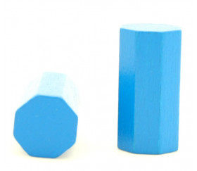 pion octogone bleu 15 x 30 mm en bois pour jeu