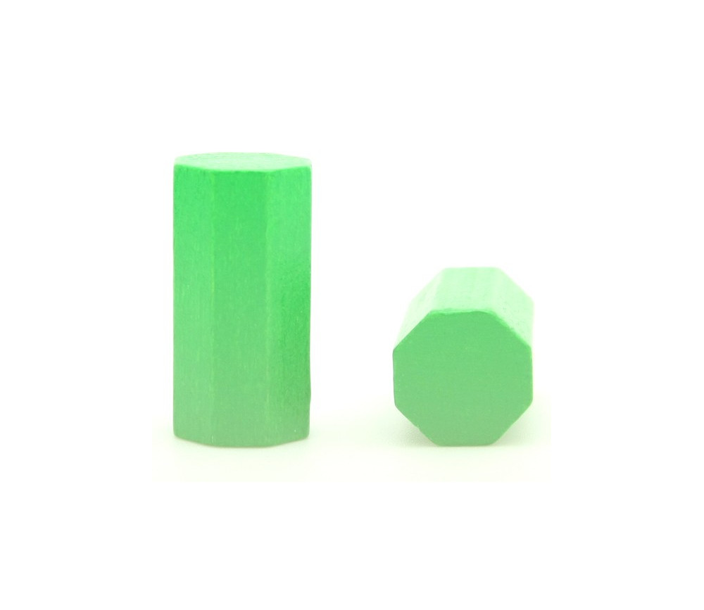 pion octogone vert 15 x 30 mm en bois pour jeu