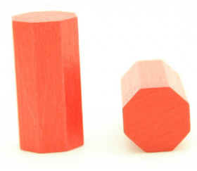 pion octogone rouge 15 x 30 mm en bois pour jeu