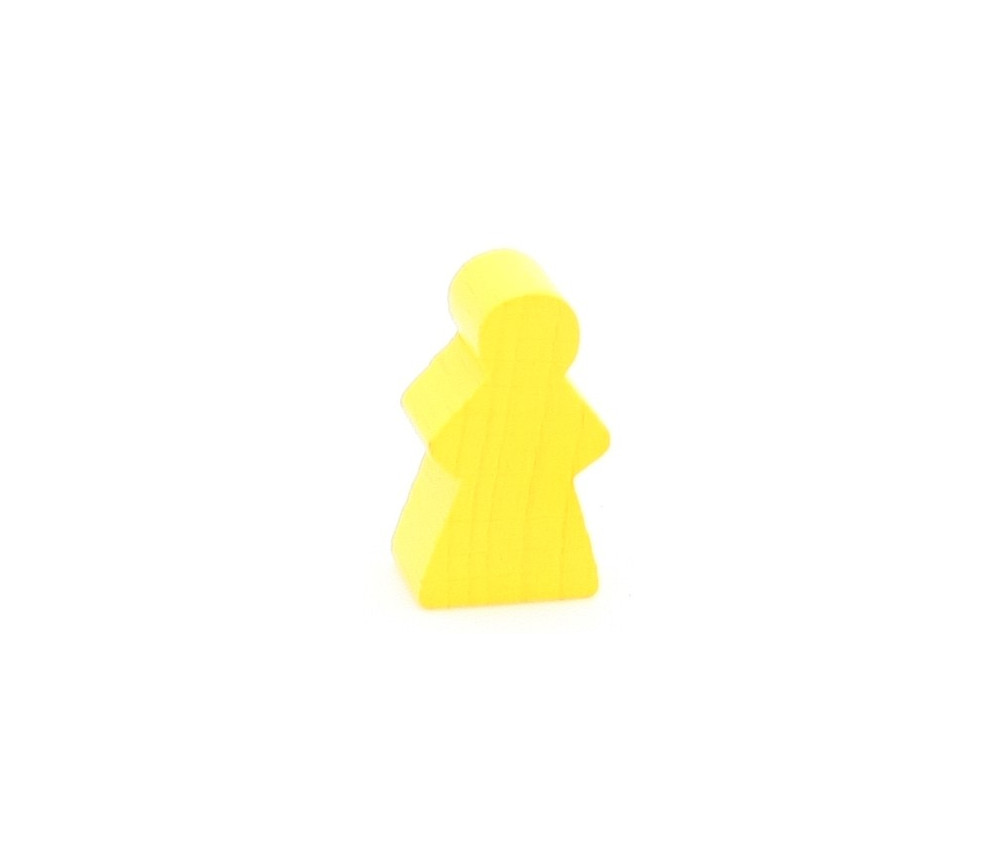 Pion personnage fille meeple en bois jaune
