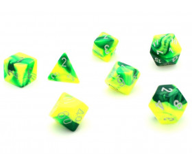 Set 7 dés multi-faces gemini jaune vert