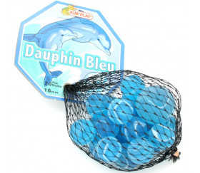 20 Billes verre dauphin bleu pour jeu 16 mm + 1 calot