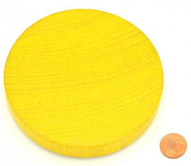 Palet géant de 10 cm en bois teinté  disque jaune 100 x 15 mm