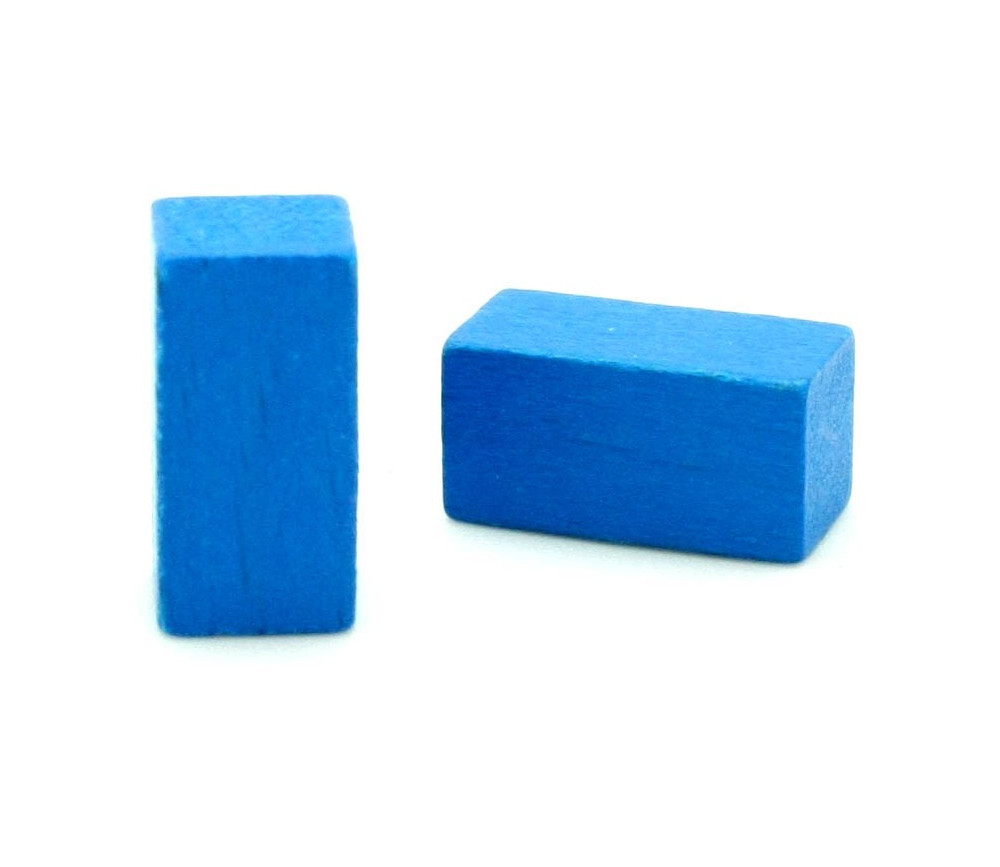 Pion rectangle bleu 10x10x20 mm en bois pour jeu