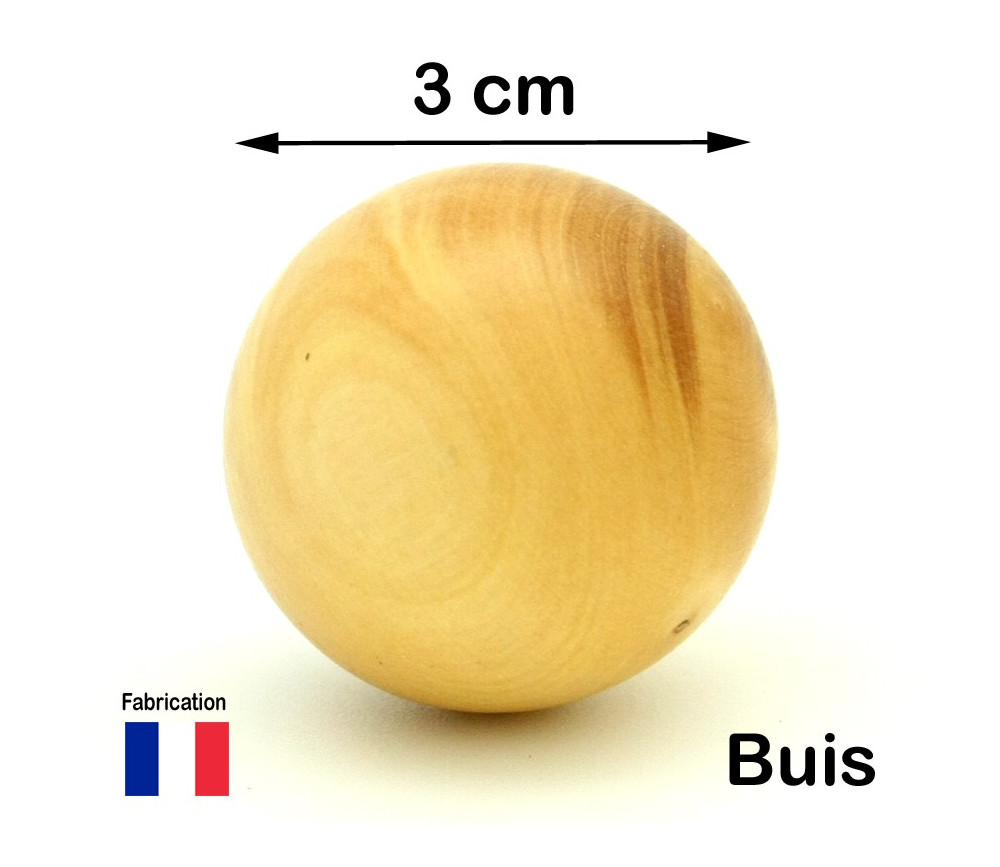 Boule buis bois de 30 mm diamètre bille naturel