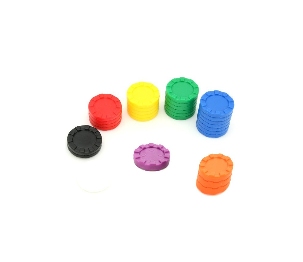 Jeton empilable coloré 30 mm de diamètre cranté à emboîter pour jeux