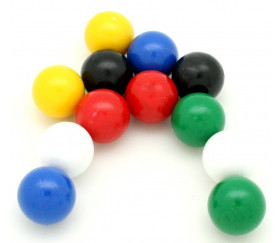 Lot 4 boules plastique 19 mm diamètre en 4 couleurs - billes