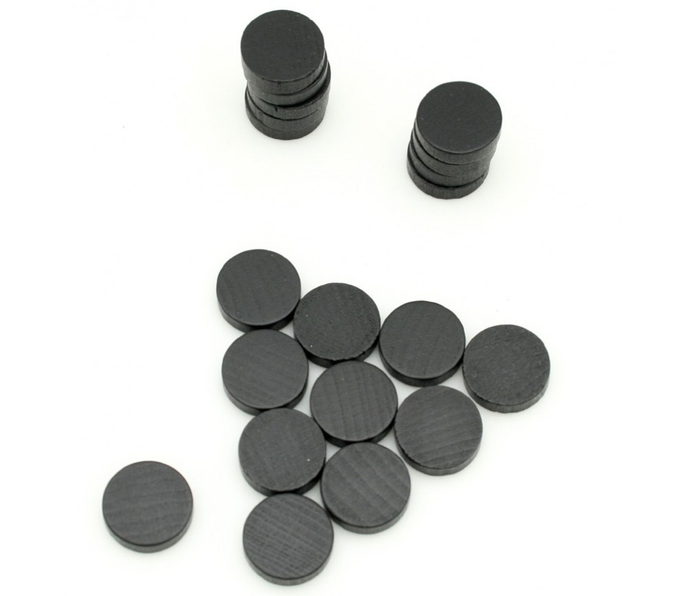 Mini jetons noir bois 10 x 4 mm lot 20 pour jeux