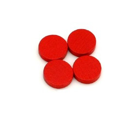 Mini jetons rouge bois 10 x 4 mm lot 20 pour jeux