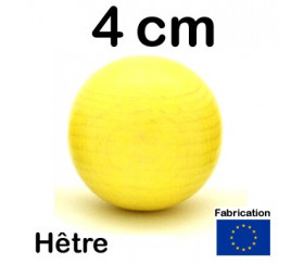 Boule bois couleur jaune 40 mm diamètre bille hetre 4 cm