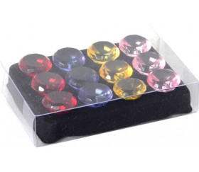 12 diamants colorés 2 cm pions imitation gem