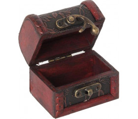 Mini coffre bois décoré 7 x 5.5 x 6 cm pour trésor