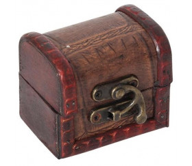 Mini coffre bois décoré 7 x 5.5 x 6 cm pour trésor