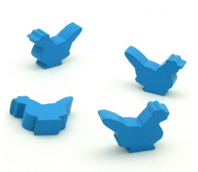 Pion poule  bleu clair en bois 30x 19 x 8 mm