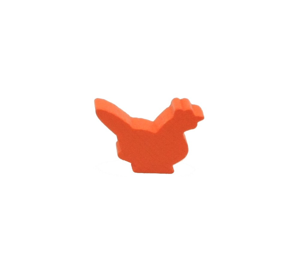 Pion poule orange en bois