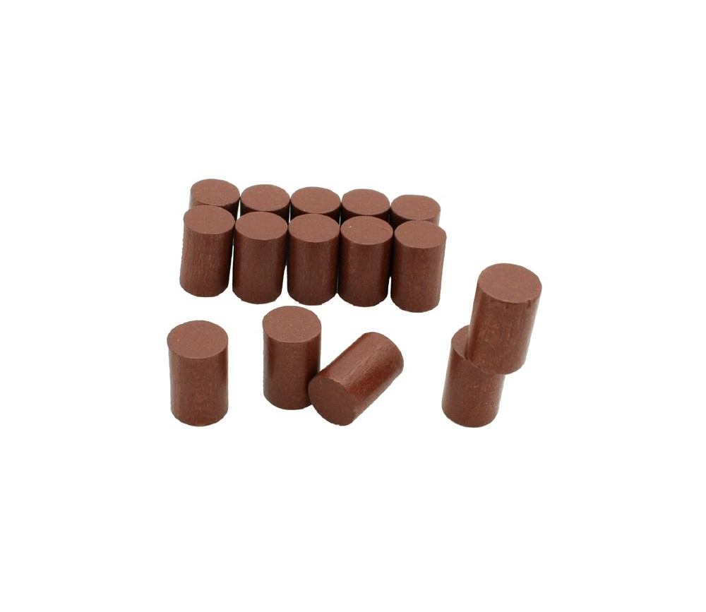 10 mini cylindres marron 10x15 mm en bois coloré pour jeu