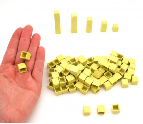 100 Cubes unités 1 cm jaunes emboitables en plastique