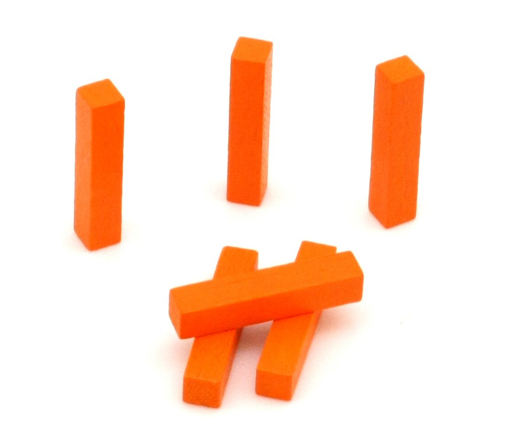 Baguette allumette orange 5x5x25 mm pion buchette route en bois pour jeu